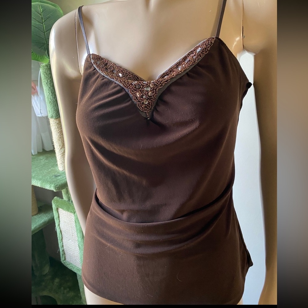 y2k brown vintage bedazzled tank